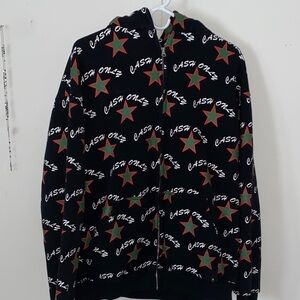 Black Hoodie with Star Accents